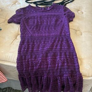 Ellie Tahari Deep Purple Lace Dress
